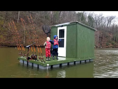 camping-&-fishing-on-floating-cabin-built-from-scratch-(my-quarantine-bug-out-cabin)