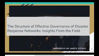 Famous The Structure of Effective Governance of Disaster response networks. Profile
