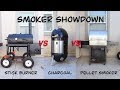 Smoker Showdown (Stick Burner Vs Charcoal Smoker Vs Pellet Smoker)