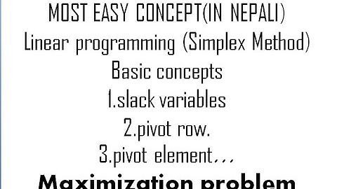 Linear programming problem(Simplex method) (Maximization problem) [Nepali]