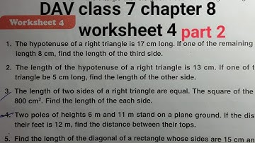 DAV class 7 chapter 8 worksheet 4 ।Class 7 maths chapter 8 worksheet 4 dav public school