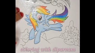 Rainbow Dash with shiny cloud ✨️( my little pony) coloring with dipurnam 🩵💜🧡💛💚