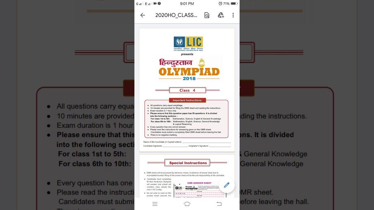 papers Olympiad sample Hindustan class 4th