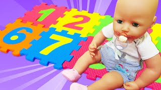 Baby Annabell doll. Toy food for dolls. Baby doll feeding time. Kitchen toys. Baby doll videos.