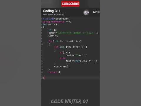 C++pattern program tutorial video || 💯🧠 #shorts #youtubeshorts #coding ...