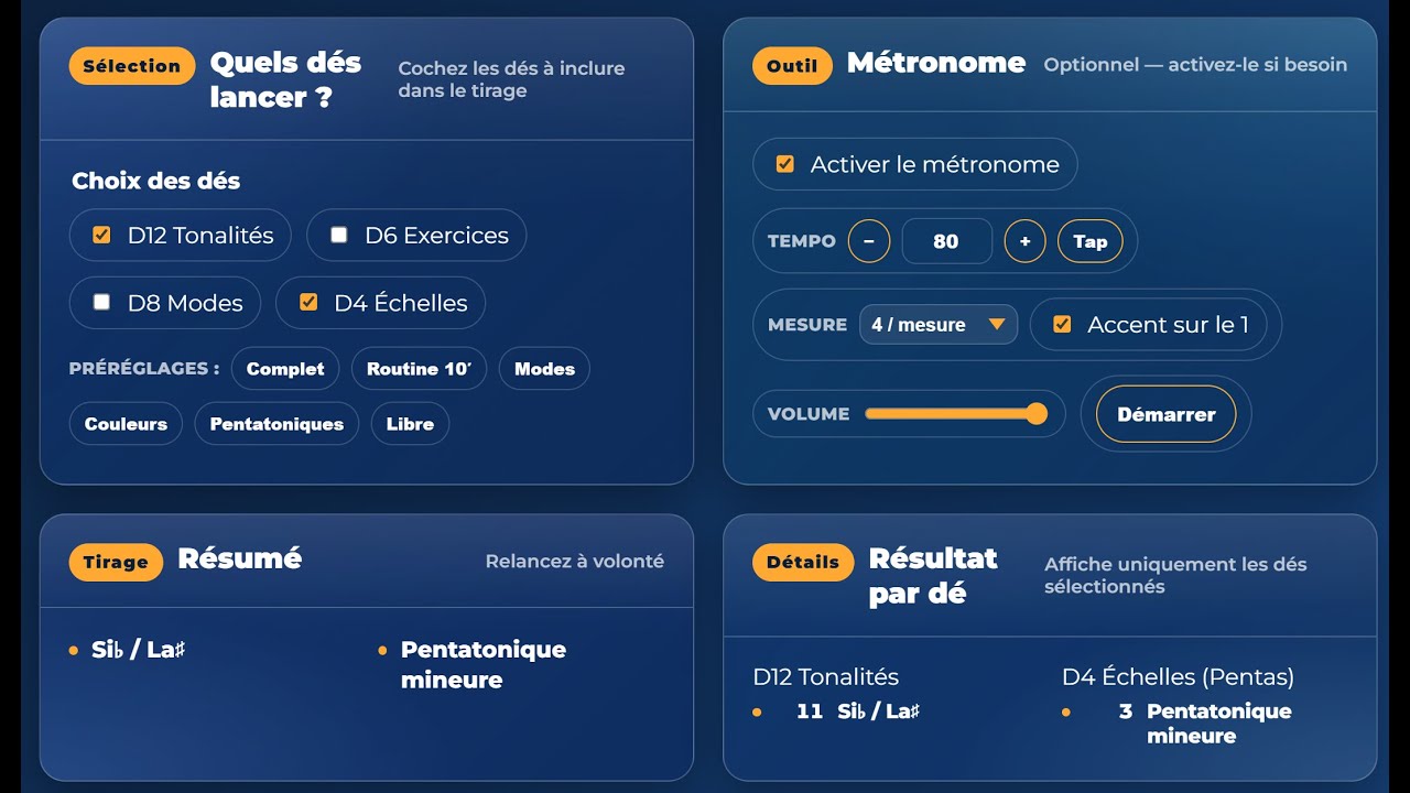 🎲 Roll & Groove — Faites tourner les dés, explorez votre manche