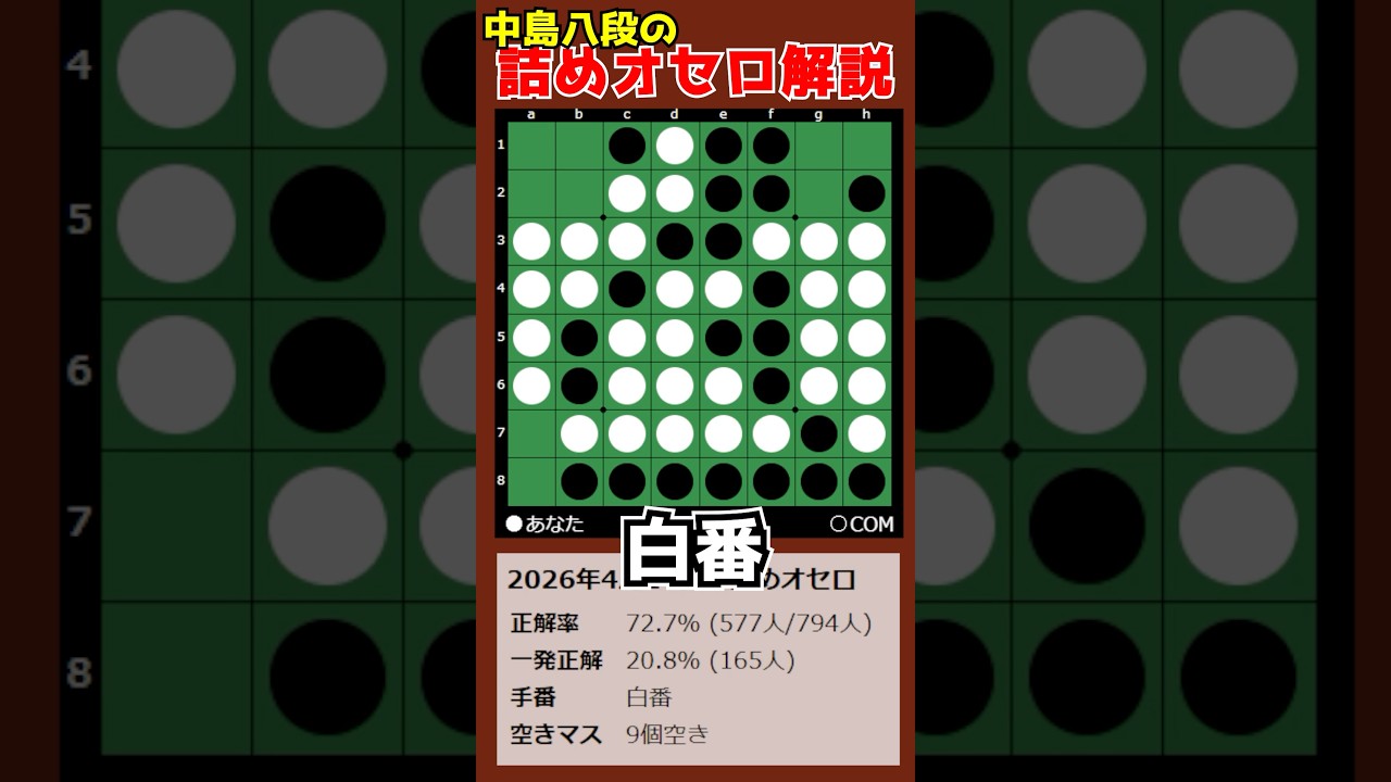 Commentary on Othello problems by Nakajima 8-dan 2026/04/14