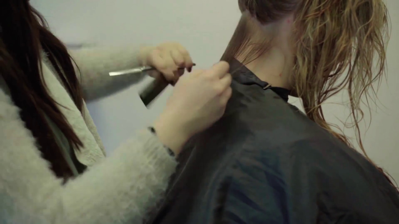 Chopping off my hair in a salon, NEW long bob haircut with layers - YouTube