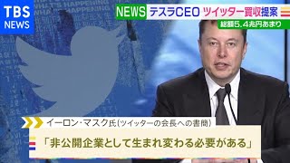 テスラCEOイーロン・マスク氏 5.4兆でツイッター買収を提案