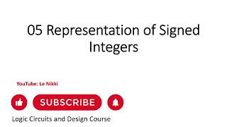 Representation of Signed Binary Numbers