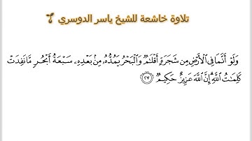 ولو أنما في الأرض من شجرة أقلام والبحر يمده من بعده سبعة أبحر~ تلاوة خاشعة #ياسر_الدوسري  🌱