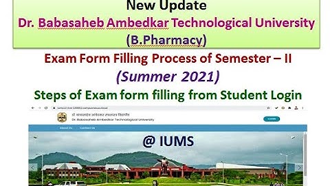 DBATU: B.Pharmacy Semester - II Exam formfilling #Summer2021