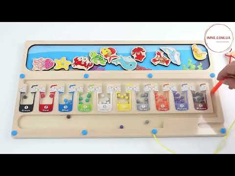 Ігрова магнітна панель дитині від 3 років Риболовля дістань рибку Сортер лабіринт із кульками Розвиває моторику, відео 1