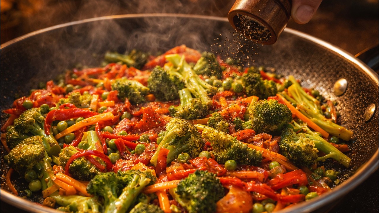 Healthy Stewed Vegetables: Broccoli, Tomatoes, Peppers, and Onions | Besten Rezepte Essen