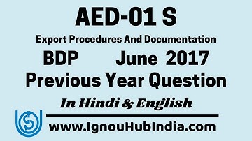 IGNOU BDP AED 01 S Previous Year Question Paper June 2017 In Hindi & English | AED-01S