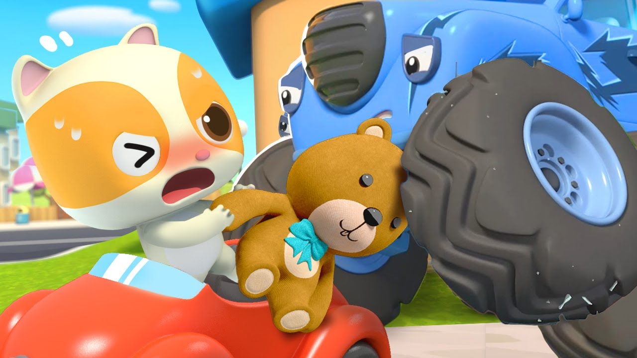 Monster Truck Grabs Baby Kitten's Toy | Police Truck | Cartoon for Kids | BabyBus - Cars World