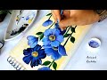 Easy Blue Flower Painting for Beginner | Simple Flower Acrylic Painting | Blue Flower Painting