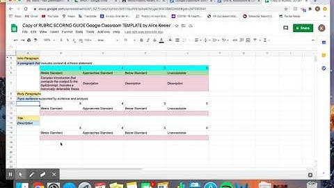 Google Sheets Rubrics
