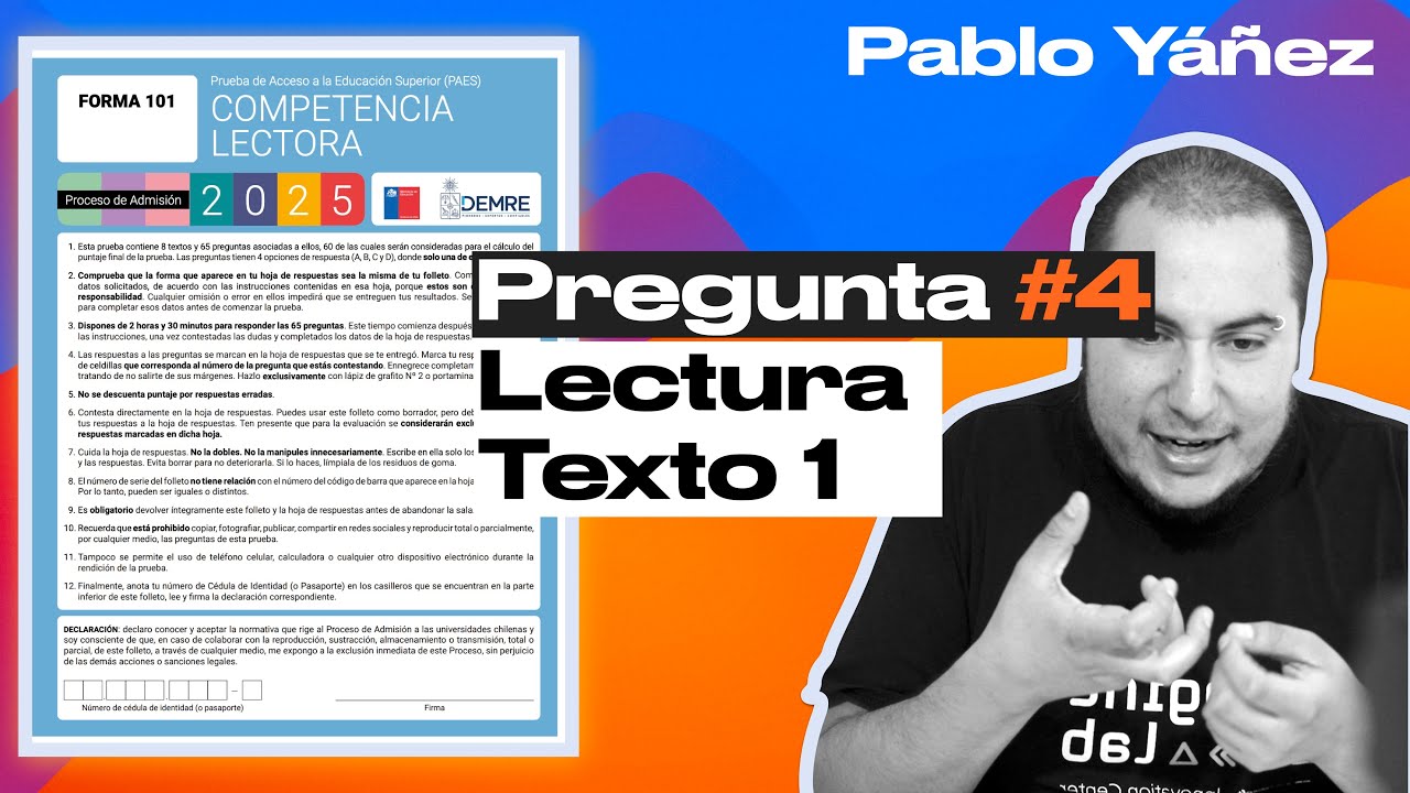Pregunta 4 del Texto 1 - PAES Competencia Lectora 2024 Admisión 2025 ...