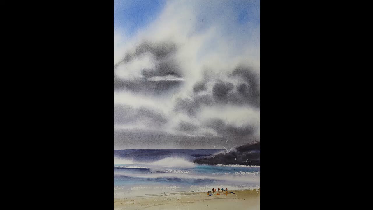 How to Paint a Stormy Sky Over Beach in Holbein Watercolour with Jude Scott