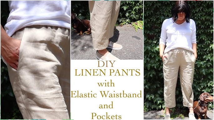 How to sew pants: Elastic waist pants  Sewing Tutorial, easy sew linen  pants 