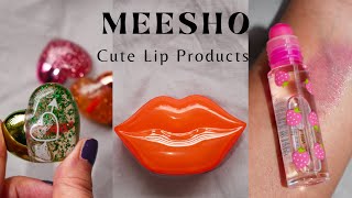 Testing CUTE & WEIRD Lipstick & Lip Gloss From MEESHO Starting ₹150 | Giveaway