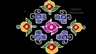 Design rangoli designs15*1dost with colors | Teluginti  muggulu | Chukkala muggulu |