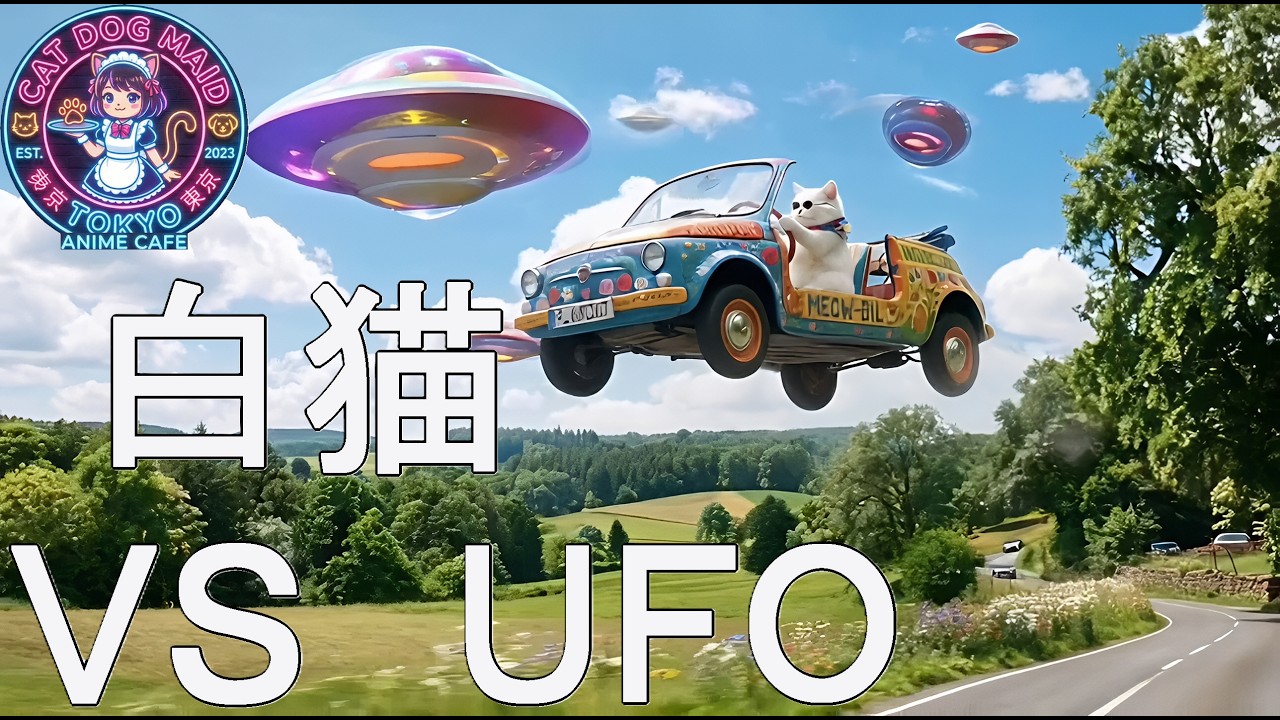 Anime Cafe■白猫 VS UFO 地球を守るために立ち上がった白猫ぽっぽ君【白猫 柴犬 メイド】