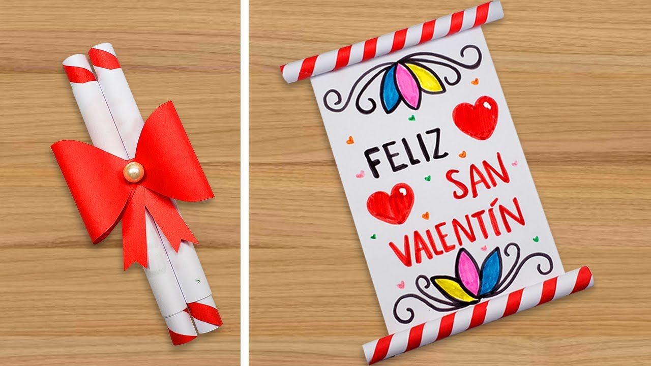 Linda tarjeta pergamino para el 14 de Febrero 🥰 Valentine's day Card making 💖 San Valentín