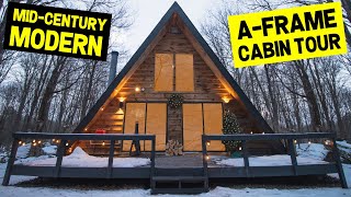 MID-CENTURY MODERN A-FRAME CABIN! Tiny Luxury A-Frame Cabin Tour