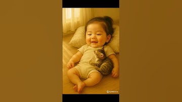 Bông bông và mèo con #ai #cute #tiktok #baby #funny #trending #funny #dailyvlog #meow #cat