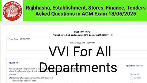Rajbhasha, Establishment, Stores, Finance Tenders, Contract Asked Question in ACM Exam on 18/05/2025