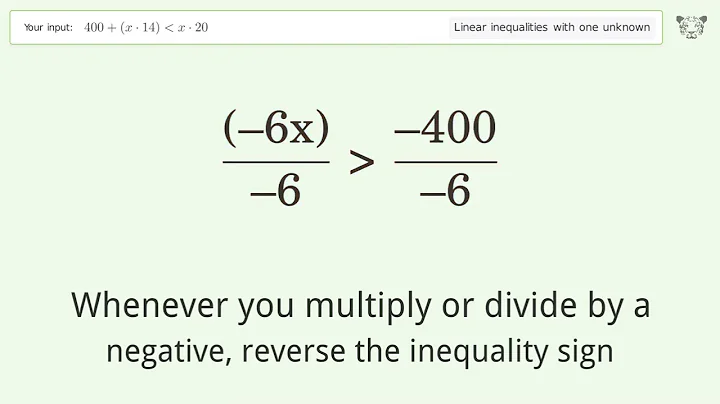 Solving Linear Inequalities: 400+(x*14) is Smaller Than x*20
