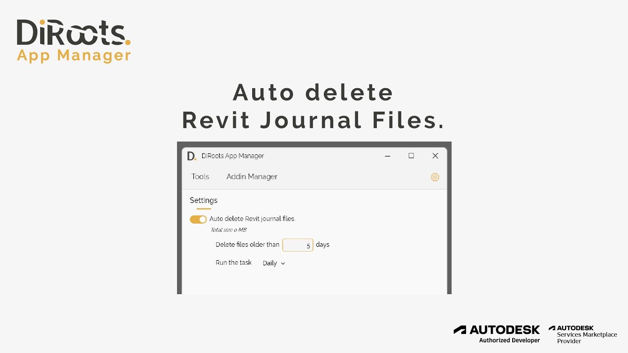 Auto delete Revit Journal Files DiRoots App Manager YouTube
