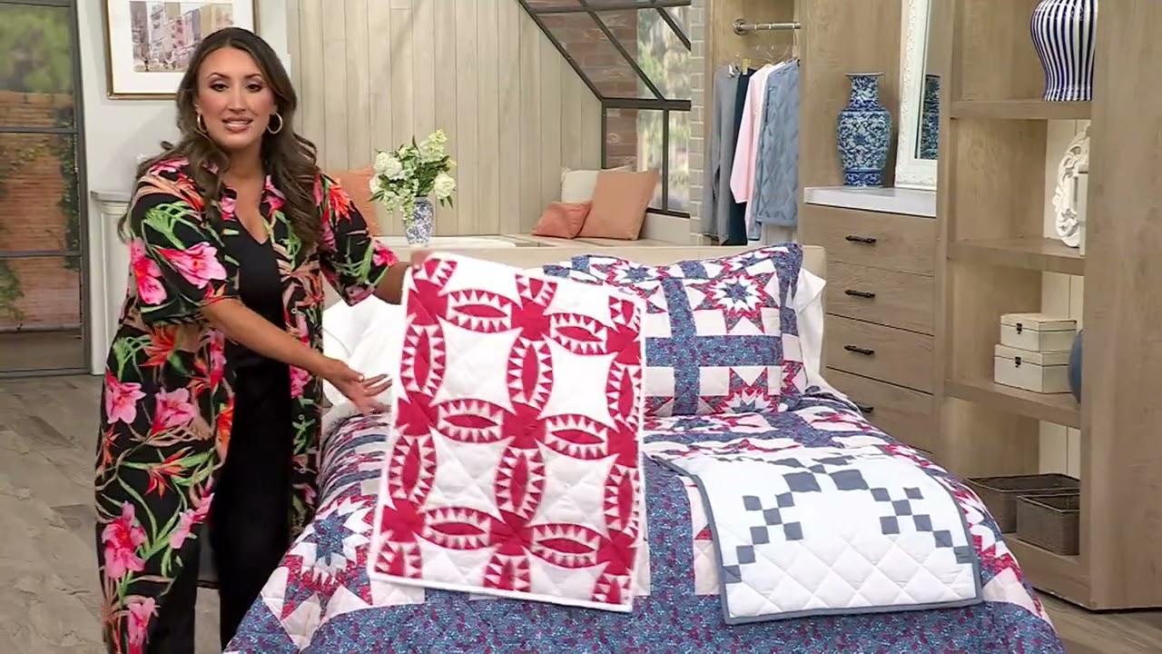 Home Reflections Heritage Quilt and Sham Set on QVC - YouTube