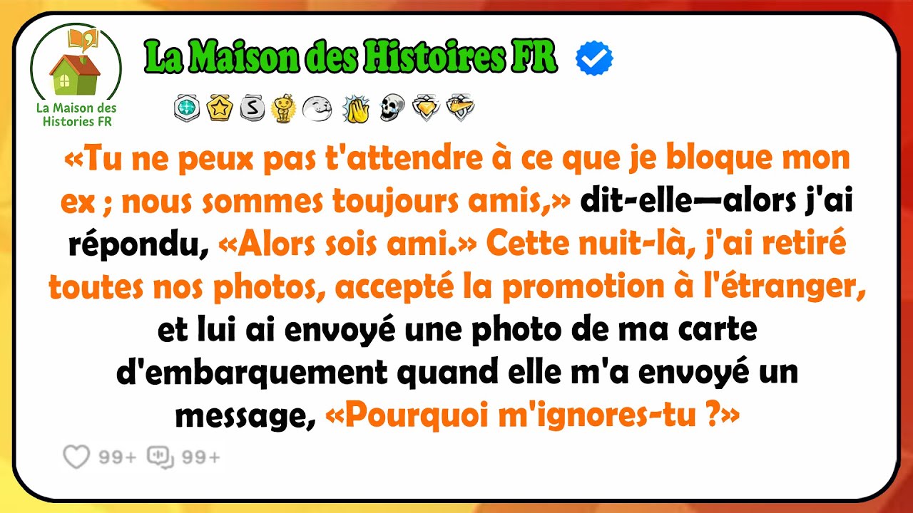 « Tu ne peux pas me demander de bloquer mon ex. Nous sommes toujours amis. » Ces mots, elle me les a dits un matin, dans notre cuisine, pendant que mon café refroidissait entre mes mains. J’ai...