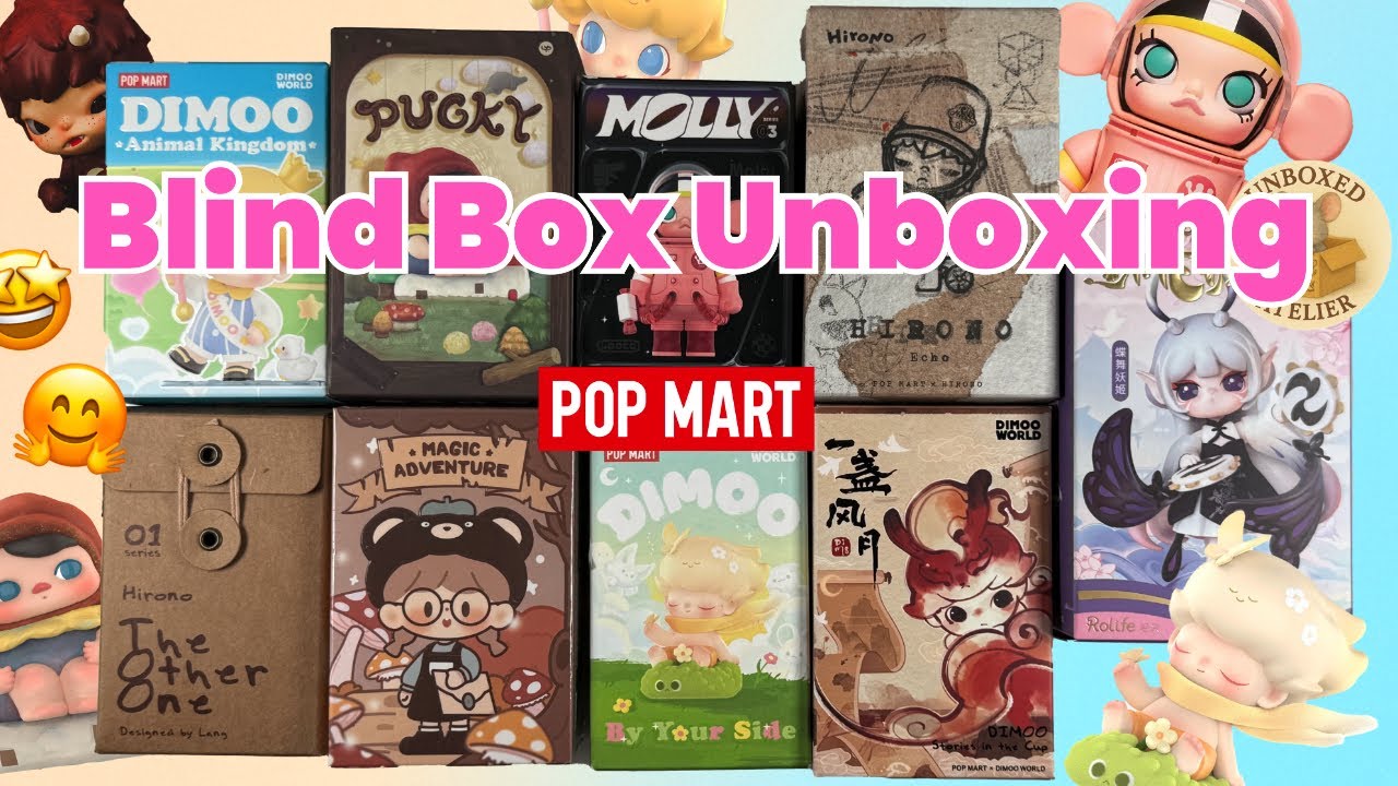 Satisfying No Talking Blind Box Unboxing | Pop Mart | Molly Hirono Pucky Dimoo | ASMR Style