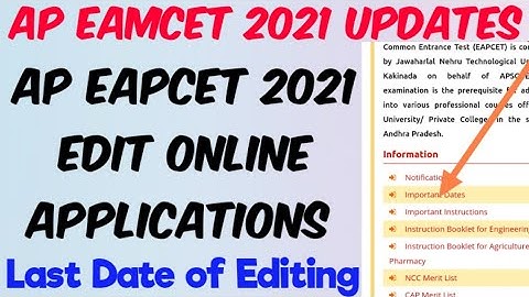 AP EAMCET 2021 Edit Online Application form//Last Date of Corrections//AP EAPCET 2021 Latest Update