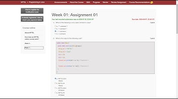 NPTEL Programming in Java Week 1 Assignment answers | July 2024
