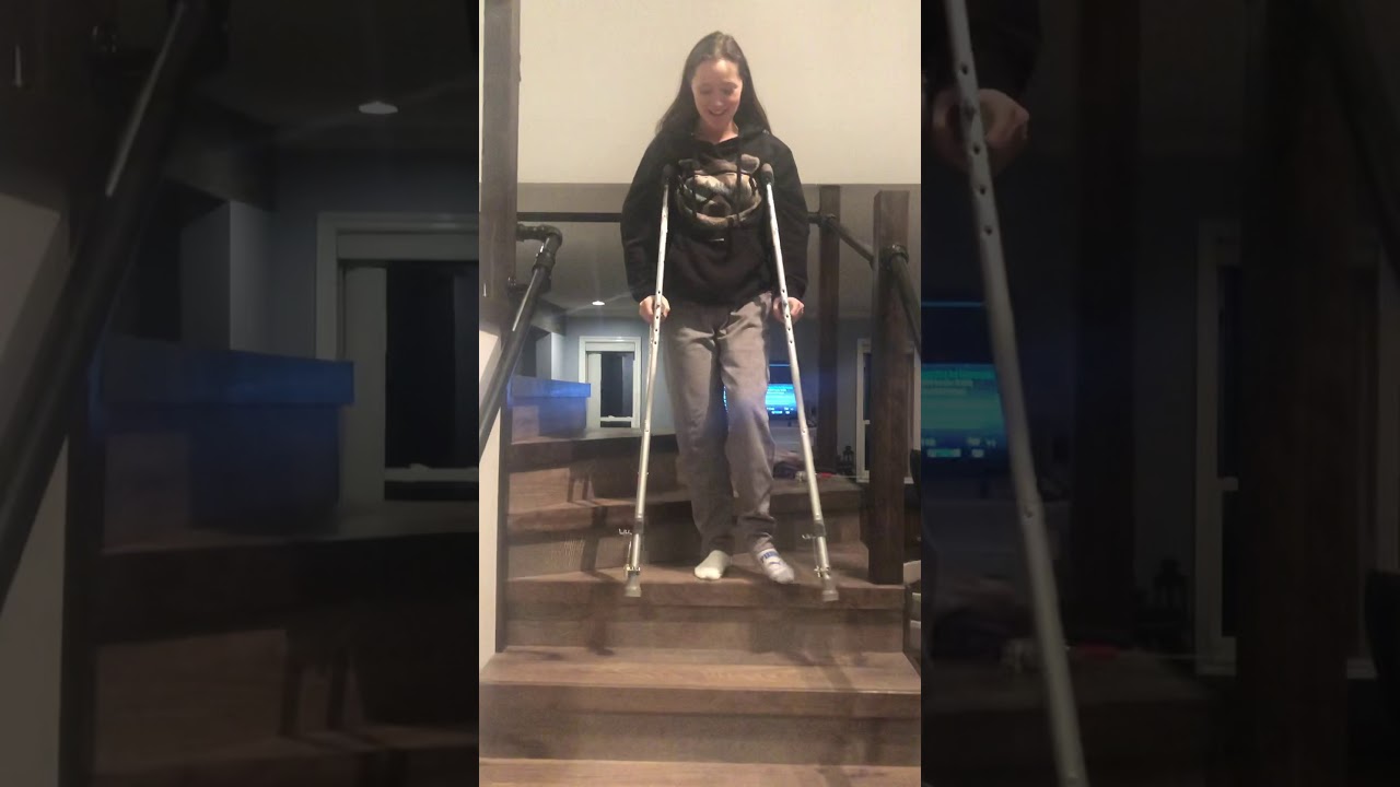 How to go down stairs on crutches youtube