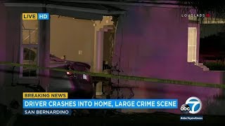 Car plows into San Bernardino home after shooting near convenience store