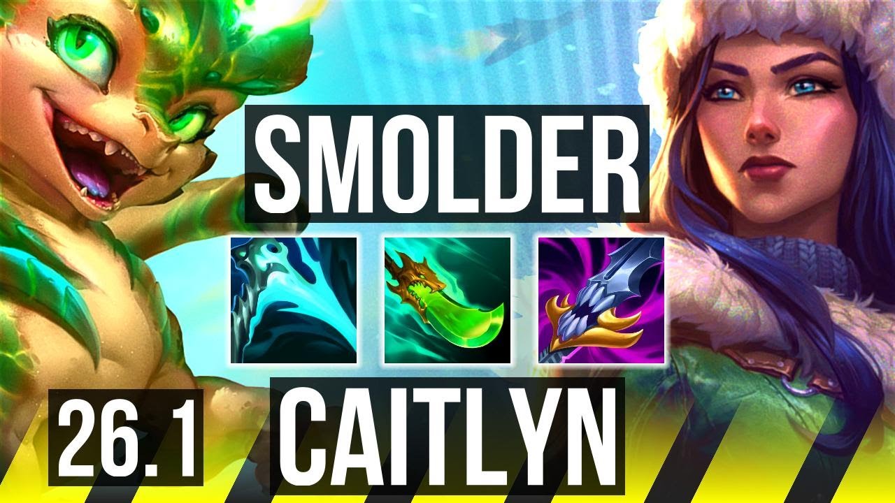 Watch Smolder & Pyke obliterate Caitlyn & Nidalee in Master elo! 
Highlights: Good KDA: 18/1/6. 
Learn what runes to use, what items to build, understand how to lane, teamfight, and outplay your opponents as #Smolder. 
/// #LeagueOfLegends high elo replay 
 
Thank you for watching! 
Did you learn something new? Share it in the comments! 
If you liked this video, please leave a thumbs up, if you disliked it, be sure to give me feedback in the comments. I appreciate your support! 
 
~~~| DOMISUMREPLAY |~~~ 
High elo replays for every role and champion. Improve your gameplay. Many uploads per day. 
 
~~~| WATCH MORE |~~~ 
Main channel: https://www.youtube.com/channel/UChkYqBSmrYsPjOTK2N4pdWg?sub_confirmation=1 
Smolder channel: https://www.youtube.com/channel/UCKWo9bm94W69gxtklnaQcbg?sub_confirmation=1 
 
More replays of: 
- Smolder vs Caitlyn: https://www.youtube.com/playlist?list=PLUaoFarJVCA8RYngtB8dtcMWHU_j7yvrz 
- Smolder with Pyke: https://www.youtube.com/playlist?list=PLUaoFarJVCA9T5KDhvmJMDDKkVK5bPMUj 
- Smolder ADC: https://www.youtube.com/playlist?list=PLUaoFarJVCA-RkUaNB6-DzUc49pzxlY32 
- Smolder: https://www.youtube.com/playlist?list=PL-TM5XNBRKzTxaVTJTut6m8kEWUGt7eRZ 
 
~~~| MATCH INFO |~~~ 
GAME TYPE: Ranked Solo/Duo 5v5 
REGION: EUW 
AVERAGE RANK: Master 
SEASON: Season 2026 
PATCH: 26.1 
 
~~~| SPECTATED PLAYER |~~~ 
CHAMPION: Smolder 
RANK: Master 
RIOT ID: Quento # EUW 
OP.GG: https://op.gg/summoners/euw/Quento-EUW 
RUNES: PRECISION - Fleet Footwork, Presence Of Mind, Legend: Haste, Cut Down; INSPIRATION - Triple Tonic, Jack Of All Trades (Ability Haste + Adaptive Force + Health) 
 
~~~| OPPONENT |~~~ 
CHAMPION: Caitlyn 
RANK: Diamond II 
RUNES: INSPIRATION - First Strike, Cash Back, Triple Tonic, Jack Of All Trades; SORCERY - Absolute Focus, Gathering Storm (Attack Speed + Adaptive Force + Health) 
 
I am not one of the summoners playing in the matches uploaded to this channel, so I am unfortunately unable to answer questions about decisions made by the summoners in the game. 
 
played at 2026-01-08 16|36|41 (CET); rec on wd-nashorn at 2026-01-09 21|08|09 (CET); mtdt at 2026-01-09 21|52|48 (CET); EUW-7675825940-ADC-RED