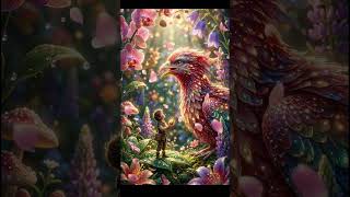 Tiny boy meets giant magical bird in fantasy world🍃🐦✨#shorts #viral #aiart #anime #cinematic #art