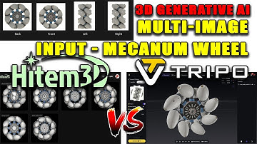 Hitem3D vs Tripo3D Mecanum Wheel - Circular Symmetry 3D Model Comparison for Multi Image Input