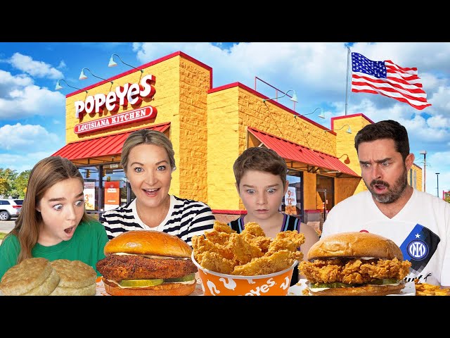 New Zealand Family Try Popeye's Fried Chicken For The First Time! class=