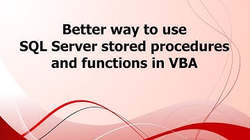 SA: Better way to use SQL Server stored procedures and functions in VBA