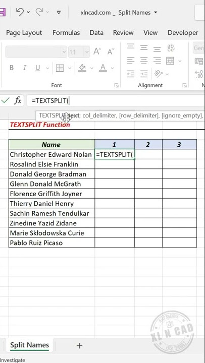TEXTSPLIT Function in Excel #shorts