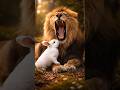 Jungle ka raja 🦁 sher,aur sabse chhota, sabse masoom 🐰 khargosh…dono ek saath, bina darr, bina..