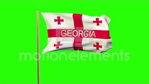 Georgia Flag With Title Waving In The Wind. Looping Sun Rises Style. Animation L Stock Animation