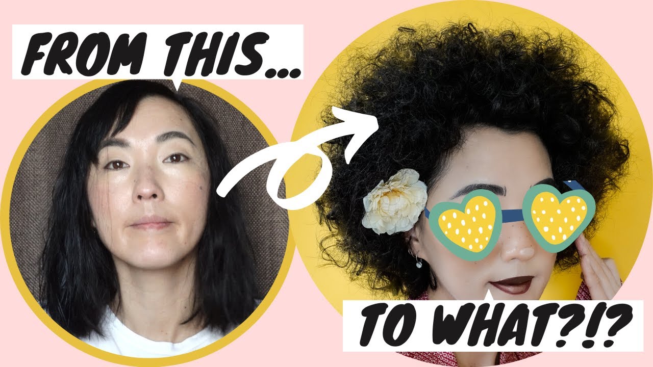 Turning my thick asian hair into a big curly afro! / No ...